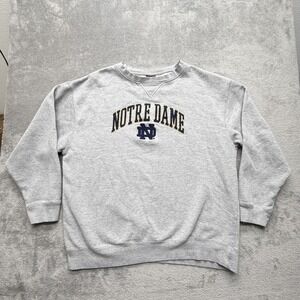 Notre Dame Genuine Stuff Sweatshirt Mens Gray Pullover Crewneck Embroidered